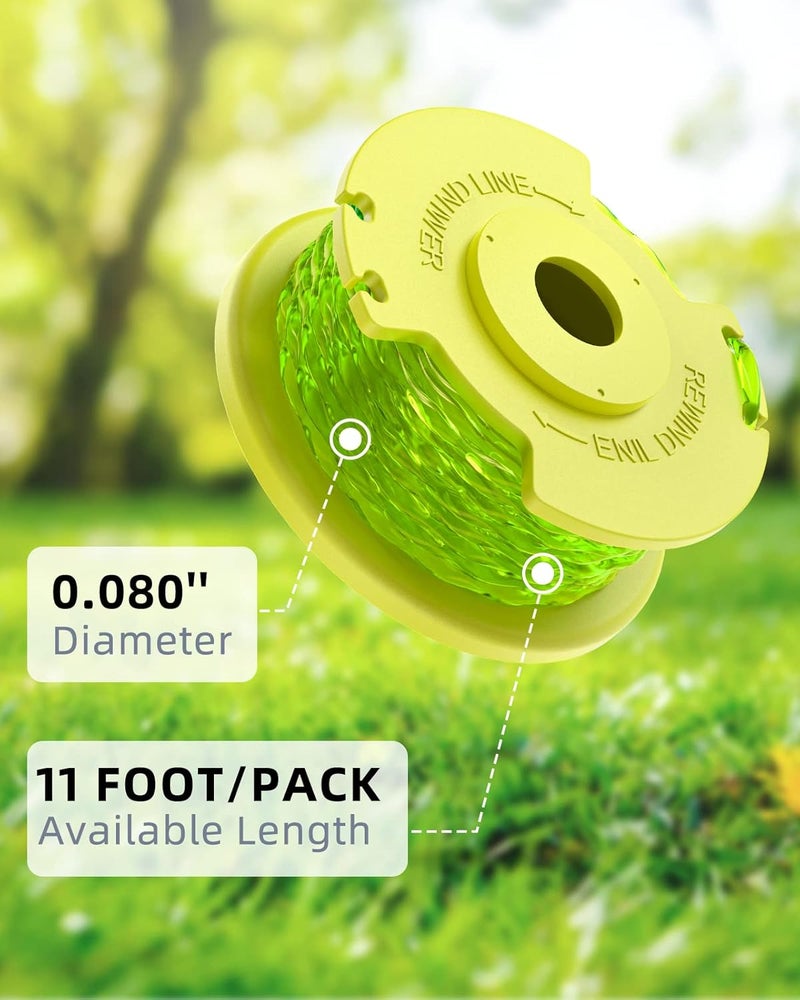 EVENTRONIC خيط جز العشب متوافق مع Ryobi One Plus+ AC80RL3، خيط استبدال 0.08''، خيط جز العشب متوافق مع جزازات Ryobi 18V، 24V، 40V (10 بكرات استبدال، 2 غطاء جزازة) - Image 2